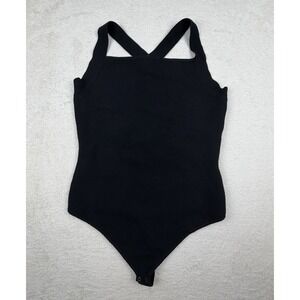 Abercrombie & Fitch Black Knit Bodysuit Women's XL Cross Back Sleeveless